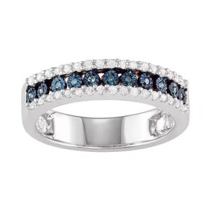 Unbranded Sterling Silver 1/4 Carat T.W. Blue & White Diamond Ring, Women's, Size: 6, Multicolor