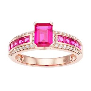 Kohl's 14k Rose Gold Over Silver Lab-Created Ruby & Lab-Created White Sapphire Ring, Women's, Size: 8, Red