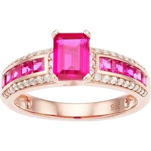 Kohl's 14k Rose Gold Over Silver Lab-Created Ruby & Lab-Created White Sapphire Ring, Women's, Size: 6, Red