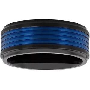 Unbranded Men's Blue & Black Stainless Steel Grooved Wedding Band, Size: 10.50