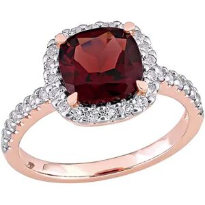 Stella Grace 10K Rose Gold Garnet & White Topaz Halo Ring, Women's, Size: 5, Red