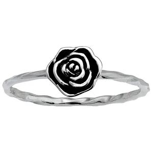 PRIMROSE Sterling Silver Oxidized Rose Twisted Band Ring, Women's, Size: 7