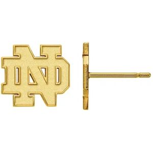 LogoArt 14k Gold LogoArt Notre Dame Fighting Irish Post Earrings, Women's, Size: 9 mm, Yellow