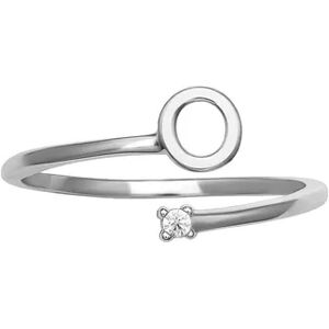 PRIMROSE Sterling Silver Cubic Zirconia Initial Bypass Band Ring, Women's, Size: 8, Grey