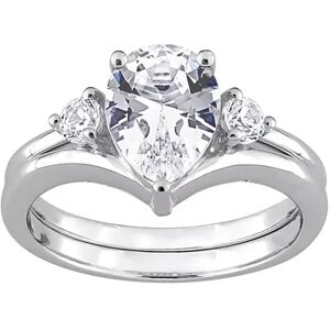 Stella Grace 10k White Gold Lab-Created White Sapphire Engagement Ring Set, Women's, Size: 9.50