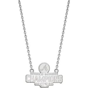 Unbranded LogoArt MLB World Series Champs Sterling Silver Atlanta Braves Large Pendant Necklace, Women's, Grey