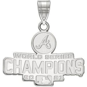 Unbranded LogoArt Atlanta Braves 2021 World Series Champions Medium Sterling Silver Pendant, Women's, Grey