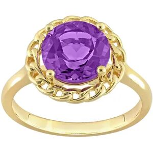 Stella Grace 18k Gold Over Silver Amethyst Halo Link Ring, Women's, Size: 5, Purple