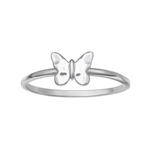PRIMROSE Sterling Silver Hammered Butterfly Ring, Women's, Size: 8, Grey