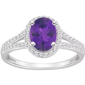 Celebration Gems Sterling Silver Gemstone & 1/4 Carat T.W. Diamond Halo Ring, Women's, Size: 7, Purple