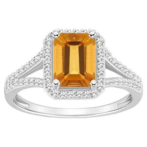 Celebration Gems Sterling Silver Gemstone & 1/4 Carat T.W. Diamond Halo Ring, Women's, Size: 8, Orange