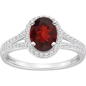 Celebration Gems Sterling Silver Gemstone & 1/4 Carat T.W. Diamond Halo Ring, Women's, Size: 5, Red