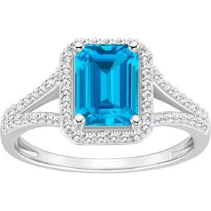 Celebration Gems Sterling Silver Gemstone & 1/4 Carat T.W. Diamond Halo Ring, Women's, Size: 8, Blue