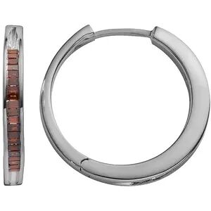 Jewelexcess Sterling Silver 1/4-ct. T.W. Red Diamond Hoop Earrings, Women's