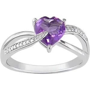 Unbranded Sterling Silver Amethyst and Diamond Accent Crisscross Heart Ring, Women's, Size: 6, Purple