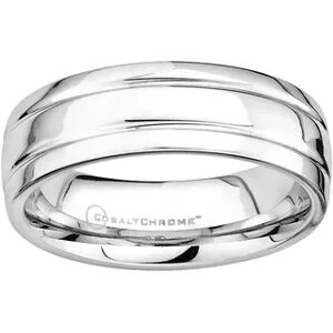 Tribeca Living Cobalt Chrome Double Groove Wedding Band - Men, Men's, Size: 14, Grey