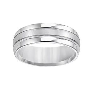 Lovemark White Tungsten Groove Men's Wedding Band, Size: 9, Grey