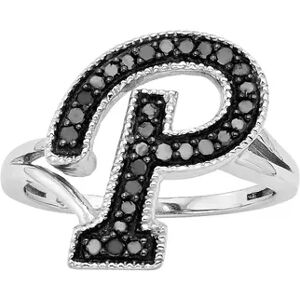 Jewelexcess Sterling Silver 1/4-ct. T.W. Black Diamond Initial Ring, Women's, Size: 7