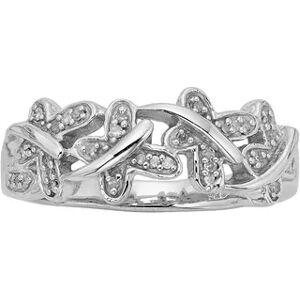 Jewelexcess Sterling Silver 1/10-ct. T.W. Diamond Butterfly Ring, Women's, Size: 7, White