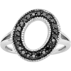 Jewelexcess Sterling Silver 1/4-ct. T.W. Black Diamond Initial Ring, Women's, Size: 8