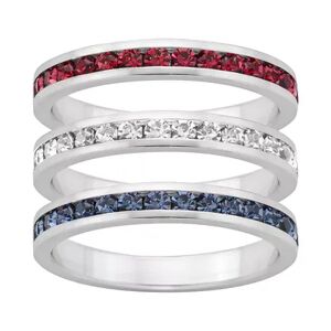 Traditions Jewelry Company Traditions Red, White and Blue Crystal Sterling Silver Eternity Ring Set, Women's, Size: 4, Multicolor