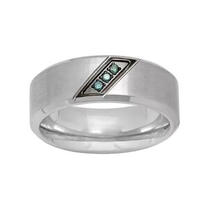 Unbranded Men's Stainless Steel Blue Diamond Accent Ring, Size: 10.50