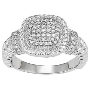 Jewelexcess Sterling Silver 1/4 Carat T.W. Diamond Cushion Ring, Women's, Size: 8, White