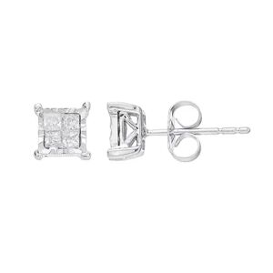 Kohl's 10k White Gold 1/4 Carat T.W. Diamond Cluster Stud Earrings, Women's