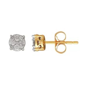 Unbranded 10k Gold 1/4 Carat T.W. Diamond Cluster Stud Earrings, Women's, White