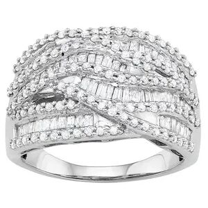 Jewelexcess 10k White Gold 1 1/4 Carat T.W. Diamond Wave Ring, Women's, Size: 7