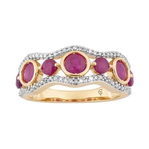 Unbranded 10k Gold Ruby & 1/5 Carat T.W. Diamond 7-Stone Ring, Women's, Size: 6, Red