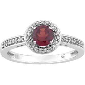 Unbranded 10k White Gold Garnet & 1/6 Carat T.W. Diamond Halo Ring, Women's, Size: 8, Red