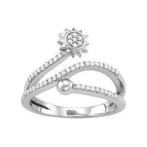 Jewelexcess Sterling Silver 1/4 Carat T.W. Diamond Sun Bypass Ring, Women's, Size: 8, White