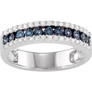 Unbranded Sterling Silver 1/4 Carat T.W. Blue & White Diamond Ring, Women's, Size: 9, Multicolor