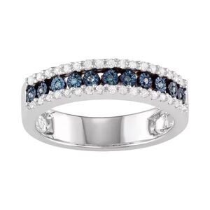 Unbranded Sterling Silver 1/4 Carat T.W. Blue & White Diamond Ring, Women's, Size: 7, Multicolor