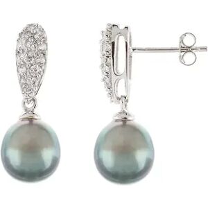 Unbranded Sterling Silver Tahitian Cultured Pearl Drop Earrings, Women's, Black