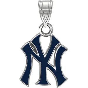 LogoArt Sterling Silver Enamel New York Yankees Pendant, Women's, Size: 18 mm, Blue