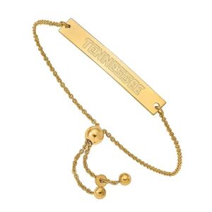 LogoArt Tennessee Volunteers Sterling Silver 14K Gold Plated Small Bar Adjustable Bracelet, Women's