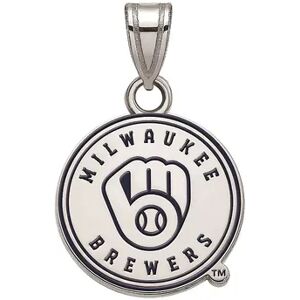 Unbranded LogoArt Milwaukee Brewers Sterling Silver Small Enamel Pendant, Women's, Size: 10MM