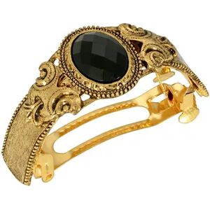 1928 Gold Tone Black Stone Hair Clip