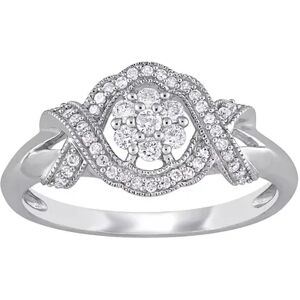 Stella Grace 10k White Gold 1/3 Carat T.W. Diamond Floral Engagement Ring, Women's, Size: 9