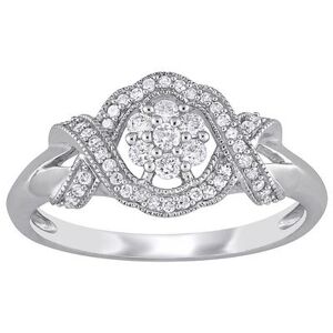 Stella Grace 10k White Gold 1/3 Carat T.W. Diamond Floral Engagement Ring, Women's, Size: 4