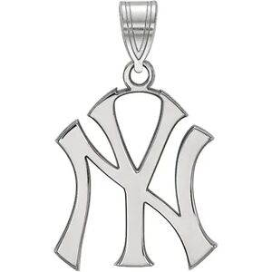 LogoArt 14K White Gold New York Yankees Pendant, Women's, Size: 25 mm, Silver