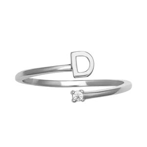 PRIMROSE Sterling Silver Cubic Zirconia Initial Bypass Band Ring, Women's, Size: 8, Grey