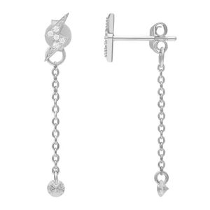 PRIMROSE Sterling Silver Cubic Zirconia Lightning Bolt Chain Drop Earrings, Women's, White
