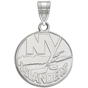 LogoArt New York Islanders Sterling Silver Medium Logo Pendant, Women's, Size: 15 mm, Grey