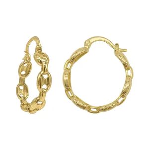 Adornia 14k Gold Plated Mariner Chain Hoop Earrings, Women's, Yellow