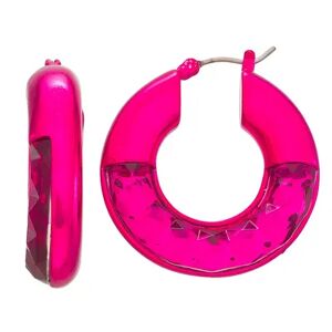 Nine West Fuchsia Crystal Faceted Hoop Earrings, Women's, Pink