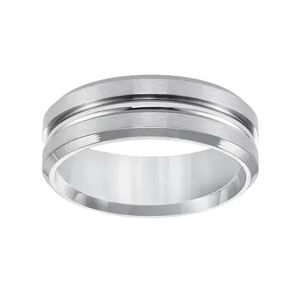 Lovemark Stainless Steel Groove Men's Wedding Band, Size: 7, Grey