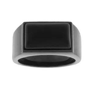 LYNX Stainless Steel Black Ion Black Agate Ring - Men, Men's, Size: 10, Multicolor